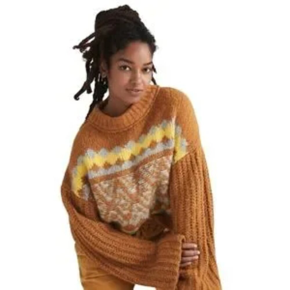 Free People Women’s Medium Alpine Pullover Alpaca Wool Blend Cropped Sweater M